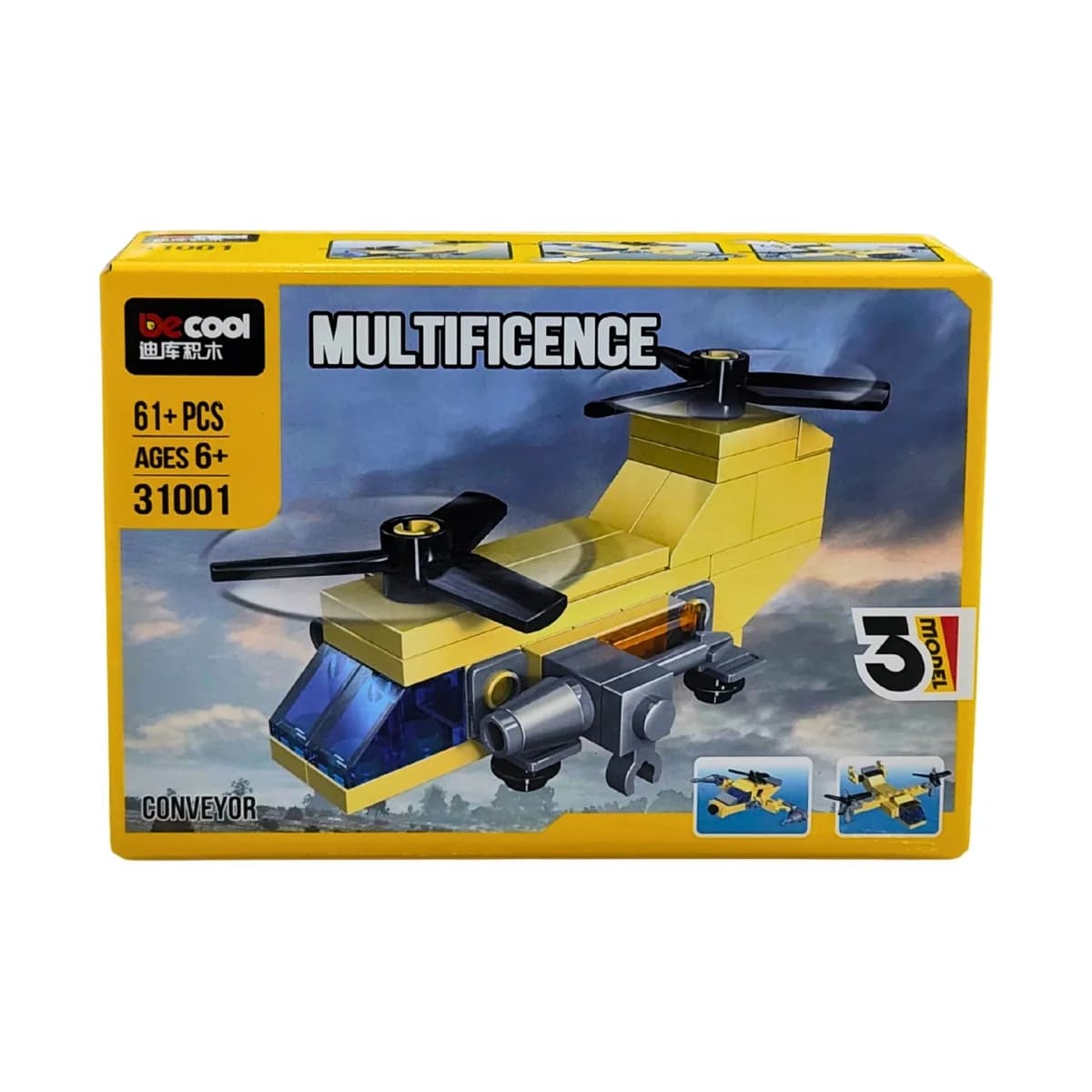 Decool Multificence 3-in-1 Conveyor Helicopter Building Set (61+ pcs)