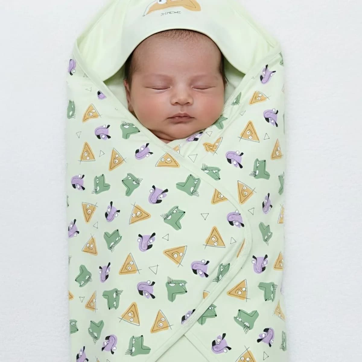 Hooded Cotton Swaddle Wrap – Pastel Green