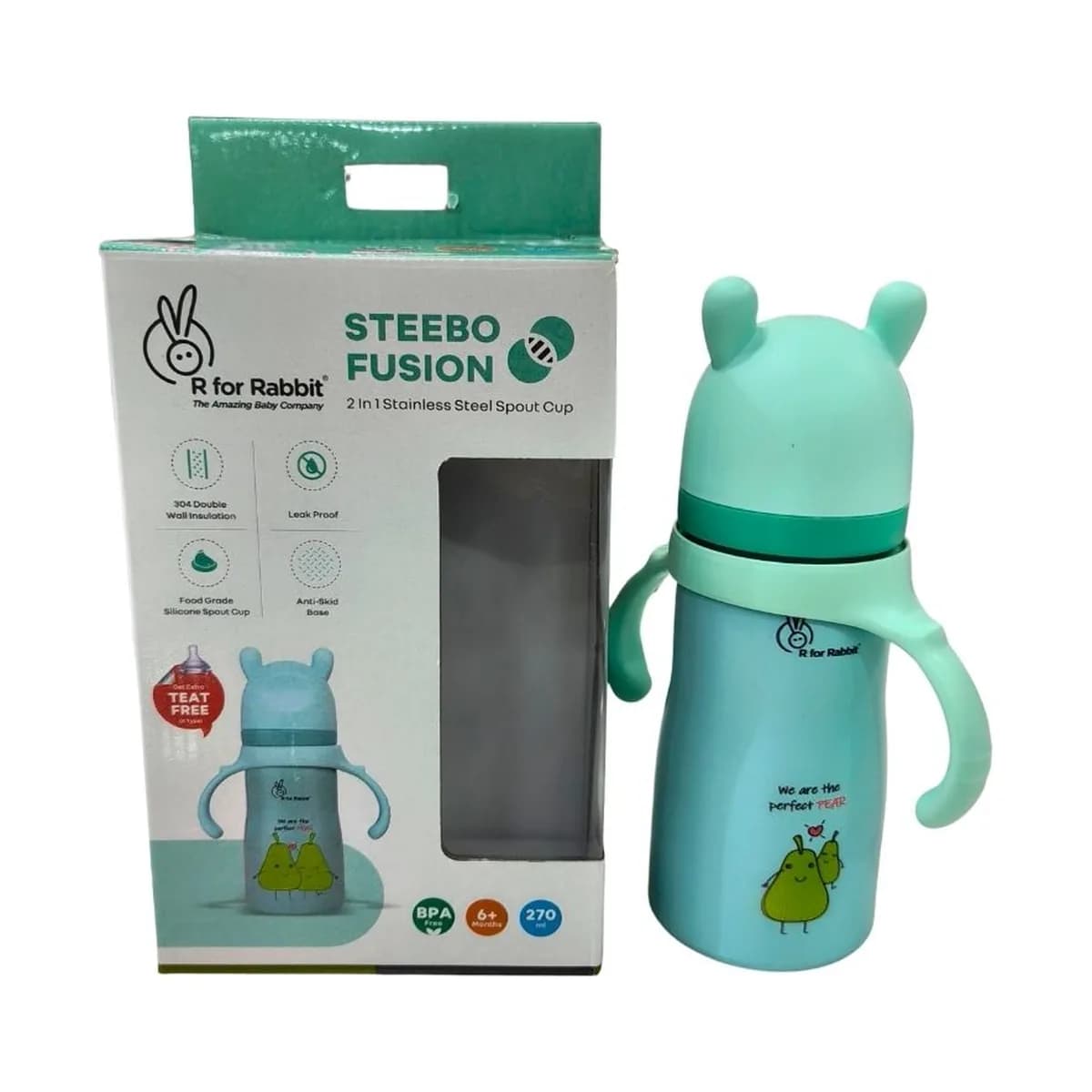 R for Rabbit Steebo Fusion 2-in-1 Steel Spout Cup – 270 ml